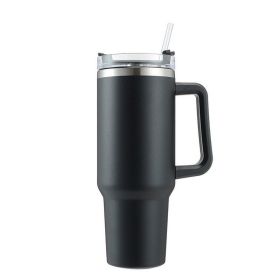 40oz Stainless Steel Handle Bottle Car Cup Double-layer Vacuum Iced Beer Cup Outdoor Portable Travel Insulation Cup (Color: Black)