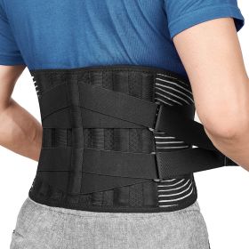Double Pull Back Lumbar Support Belt Waist Orthopedic Corset Men Women Spine Decompression Waist Trainer Brace Back Pain Relief (Color: Black)