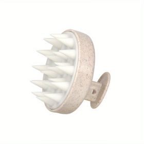 Eco-Friendly Scalp Massager Shampoo Brush with Soft Silicone Bristles for Dandruff Removal and Scalp Exfoliation - Perfect for Men and Women (Color: Round Wheat Straw)