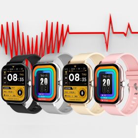 Fitness Tracker Heart Rate Blood Pressure Waterproof Smart Watch (Color: PINK)